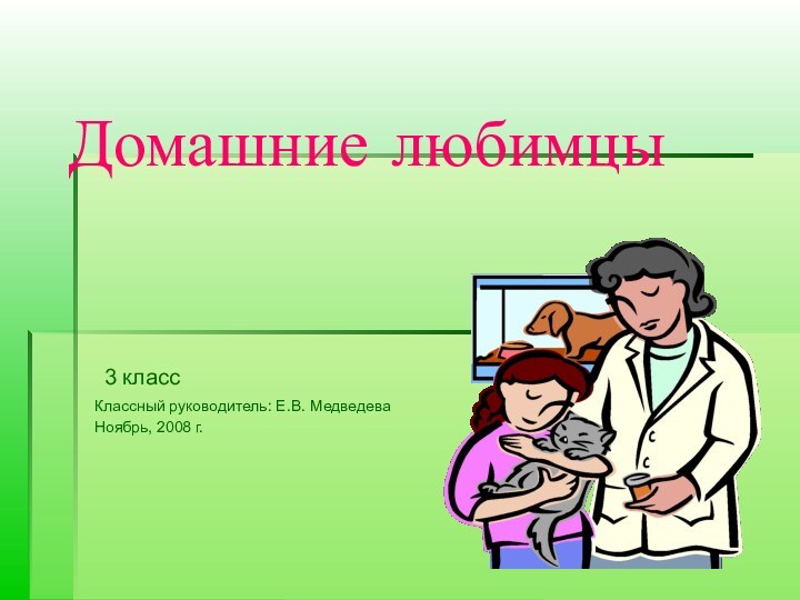 3 классКлассный руководитель: Е.В. МедведеваНоябрь, 2008 г.Домашние любимцы