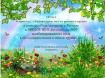 Отчет о проекте Заповедные места родного края в рамках Года экологии в России презентация