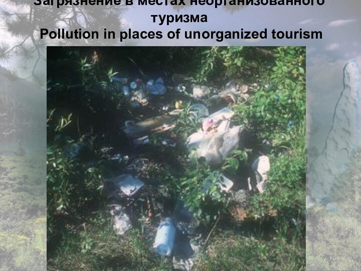 Загрязнение в местах неорганизованного туризма  Pollution in places of unorganized tourism