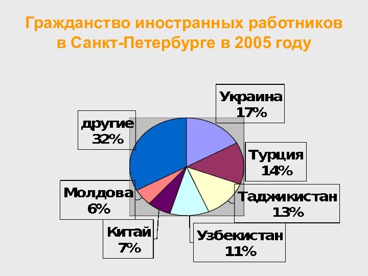Гражданство иностранных работников  в Санкт-Петербурге в 2005 году