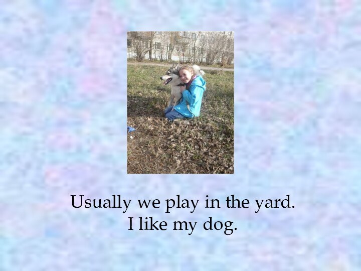 Usually we play in the yard.  I like my dog.