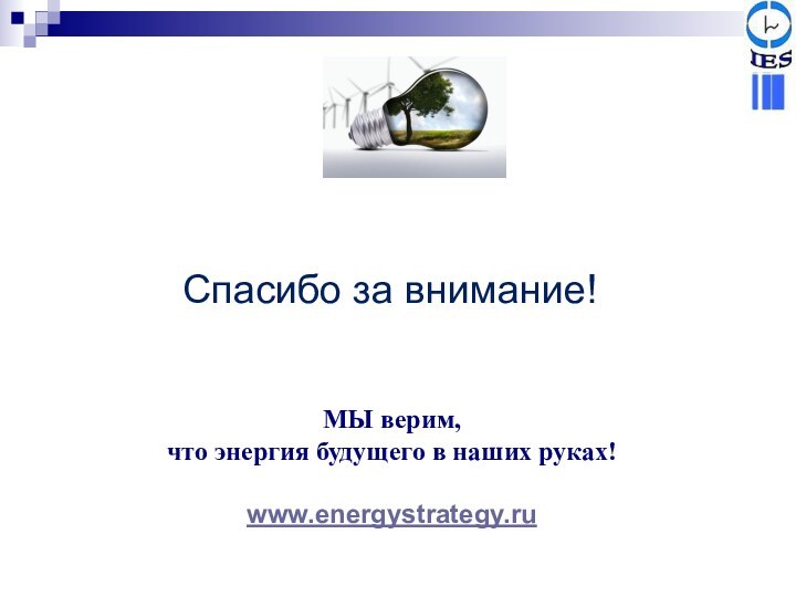 МЫ верим, что энергия будущего в наших руках!www.energystrategy.ru Спасибо за внимание!