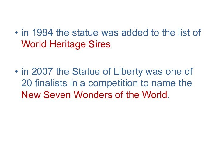 in 1984 the statue was added to the list of World Heritage