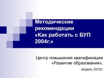 Методические рекомендации Как работать с БУП 2004г.
