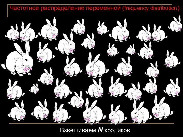Частотное распределение переменной (frequency distribution)Взвешиваем N кроликов