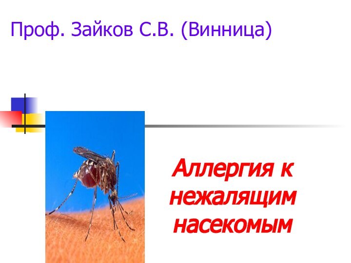 Аллергия к нежалящим насекомым  Проф. Зайков С.В. (Винница)