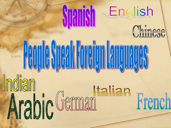 People Speak Foreign LanguagesArabicEnglishFrenchGermanItalianSpanishChineseIndian