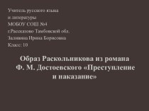 Образ Раскольникова в романе Ф. М. Достоевского Преступление и наказание