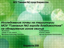 Исследование почвы на территории МОУ Гимназия №2 города Владивостока на обнаружение ионов свинца