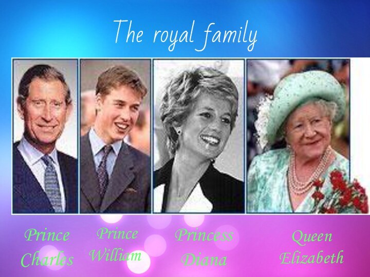 The royal familyPrince Charles Prince WilliamPrincess DianaQueen Elizabeth