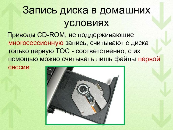 Запись диска в домашних условиях  Приводы CD-ROM, не поддерживающие многосессионную запись,