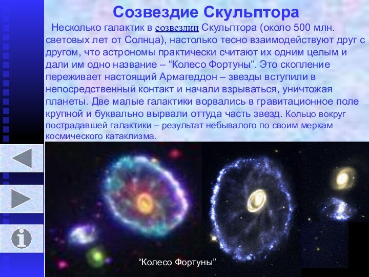 Созвездие Скульптора Несколько галактик в созвездии Скульптора (около 500 млн. световых