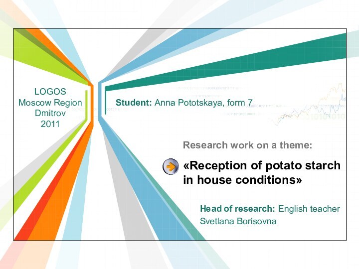«Reception of potato starch in house conditions»Research work on a theme:LOGOSMoscow RegionDmitrov2011Student: