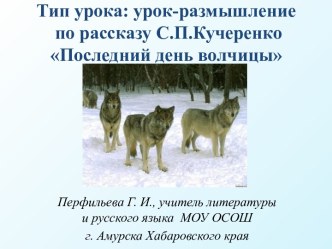 Урок-размышление Время – жить, время – любить по рассказу С.П. Кучеренко Последний день волчицы