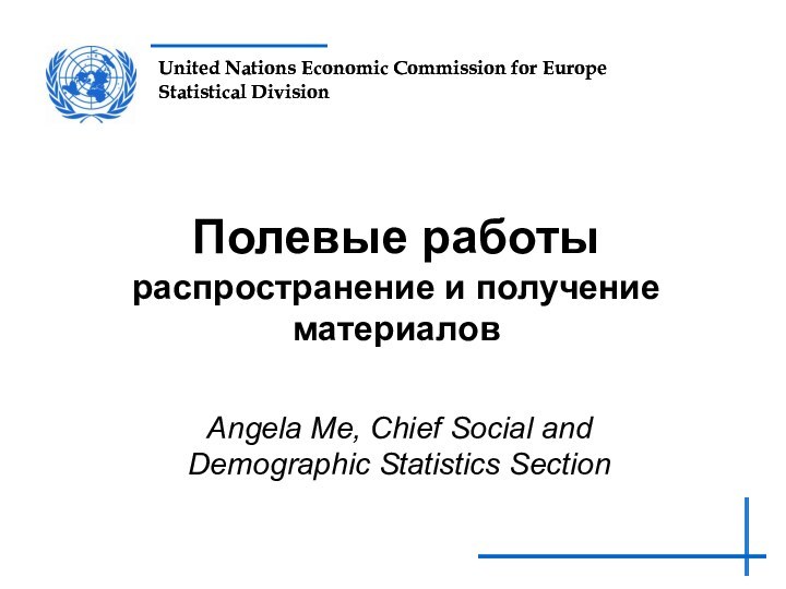 Полевые работы распространение и получение материаловAngela Me, Chief Social and Demographic Statistics Section