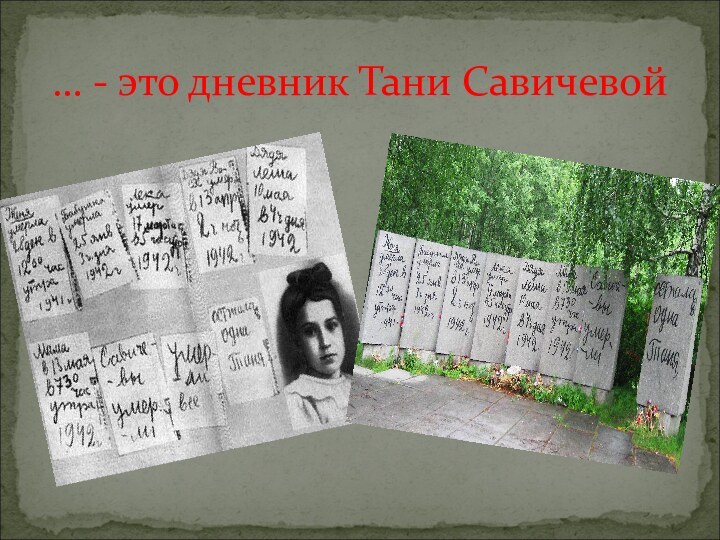 … - это дневник Тани Савичевой