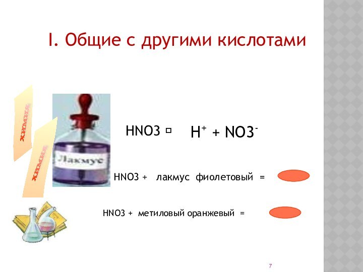 I. Общие с другими кислотами        НNO3 +