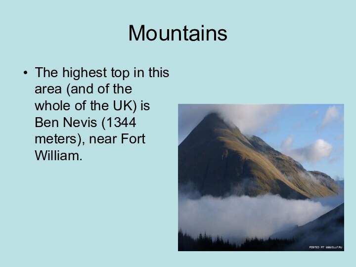 MountainsThe highest top in this area (and of the whole of the UK) is