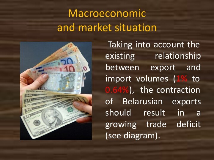 Macroeconomic and market situation	Taking into account the existing relationship between export and import volumes