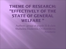 Theme of research: effectively of the state of general welfare