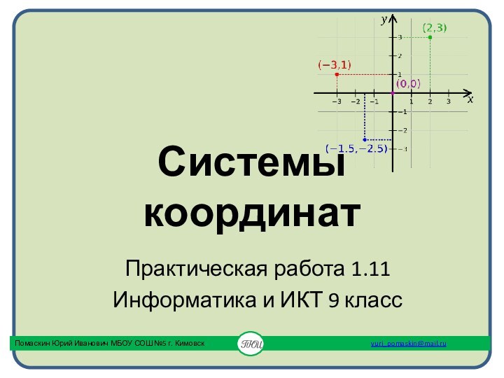 Системы координатПрактическая работа 1.11Информатика и ИКТ 9 класс