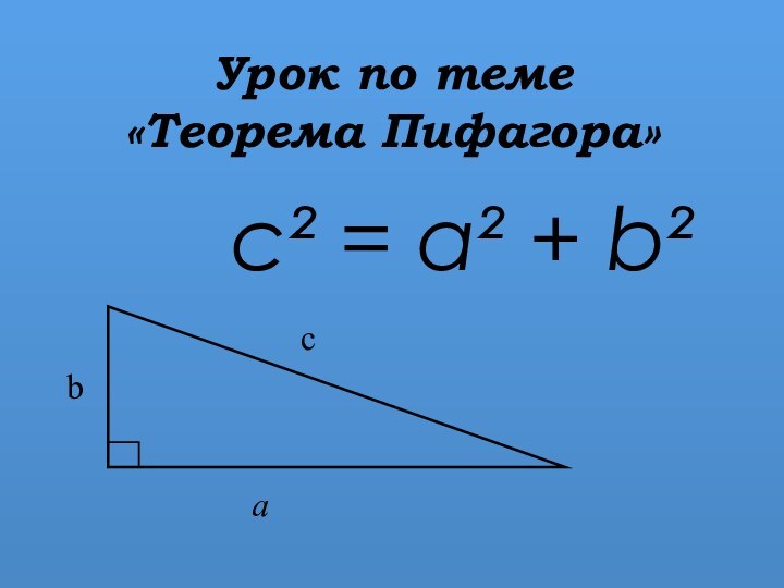 Урок по теме «Теорема Пифагора» c² = a² + b²bса
