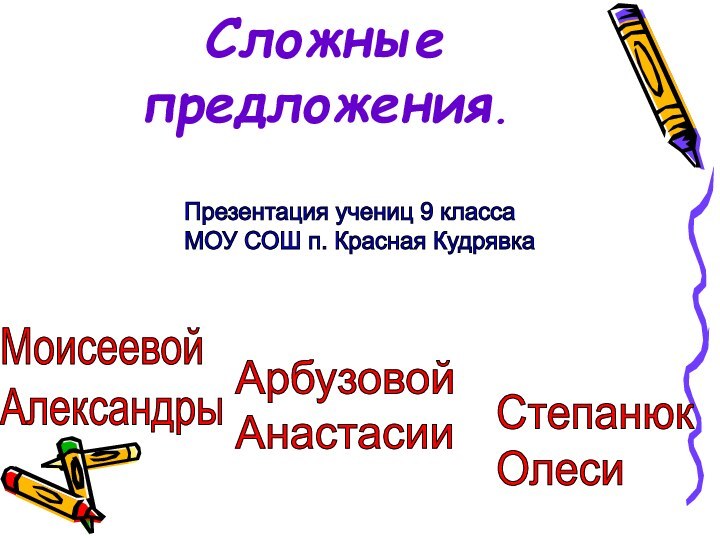 Презентация учениц 9 класса  МОУ СОШ п. Красная КудрявкаМоисеевой  АлександрыСтепанюк