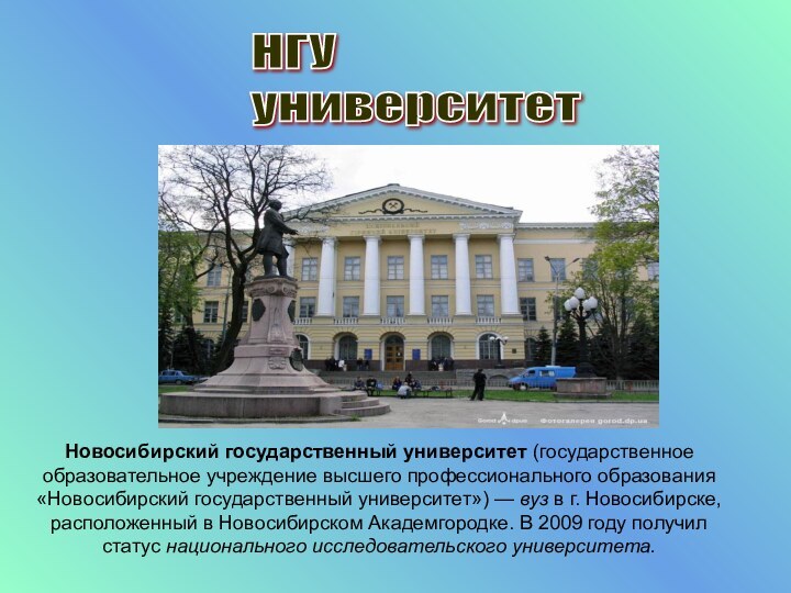 Новосибирский государственный университет (государственное образовательное учреждение высшего профессионального образования «Новосибирский государственный университет») —