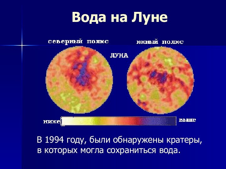 Вода на Луне   В 1994 году, были обнаружены кратеры, в