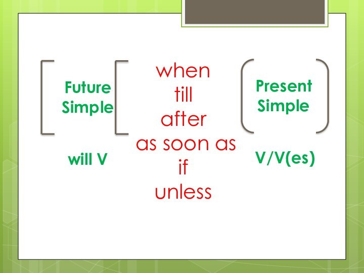 Future SimplePresent Simplewill VV/V(es)