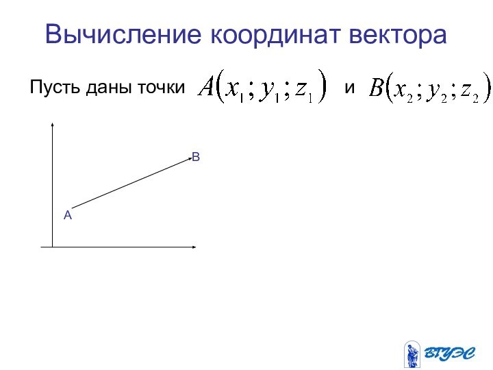 Вычисление координат вектораПусть даны точки