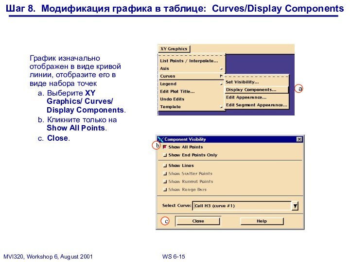 Шаг 8. Модификация графика в таблице: Curves/Display ComponentsГрафик изначально отображен в виде