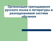 Организация преподавания русского языка и литературы в разноуровневой системе обучения