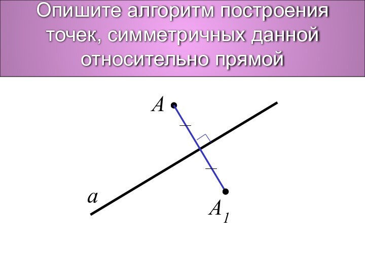Опишите алгоритм построения точек, симметричных данной относительно прямойaAA1