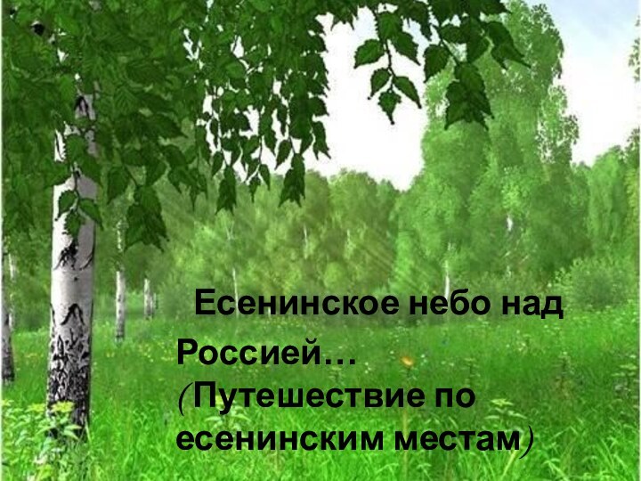 Есенинское небо над Россией…( Путешествие по есенинским местам)