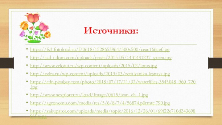 Источники:https://fs3.fotoload.ru/f/0618/1528653964/500x500/ceac166cef.jpghttp://sad-i-dom.com/uploads/posts/2015-05/1431491237_green.jpghttp://www.velotut.ru/wp-content/uploads/2015/02/lotus.jpghttp://czlra.ru/wp-content/uploads/2019/03/zemlyanika-lesnaya.jpghttps://cdn.pixabay.com/photo/2018/07/17/21/32/waterlilies-3545048_960_720.jpghttp://www.nexplorer.ru/load/Image/0615/ivan_ch_1.jpghttps://agronomu.com/media/res/5/6/8/7/4/56874.p0rmtc.790.jpghttps://zakupator.com/uploads/media/topic/2016/12/26/01/69f22e710d243698019c.jpg