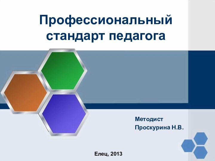 Профессиональный стандарт педагогаМетодистПроскурина Н.В.Елец, 2013