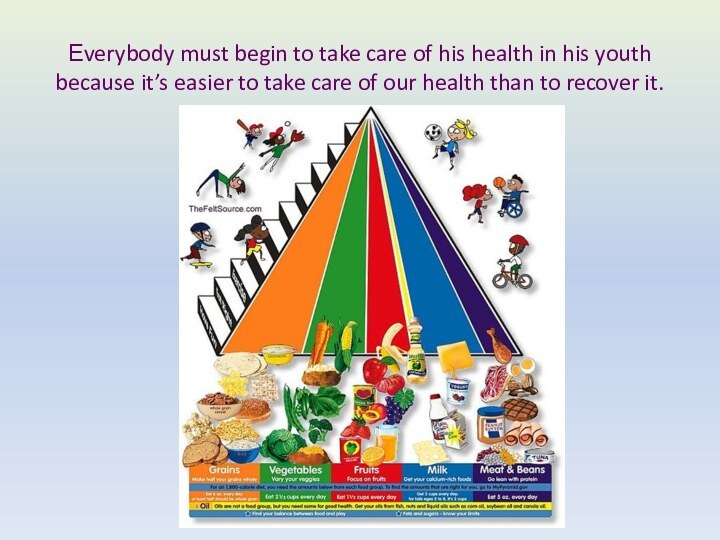 Еverybody must begin to take care of his health in his youth