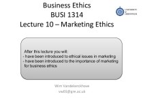 Business ethicsbusi 1314lecture 10 – marketing ethics
