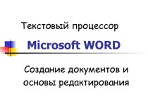Текстовый процессор Microsoft WORD