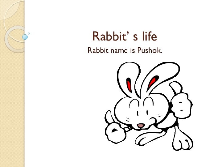 Rabbit’ s lifeRabbit name is Pushok.