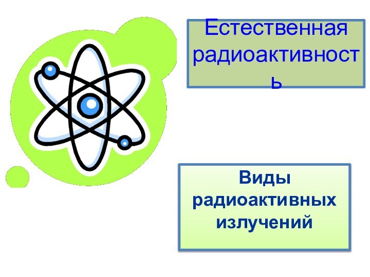 Естественная радиоактивностьВиды радиоактивных излучений