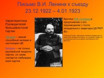 Письмо В.И. Ленина к съезду 23.12.1922 – 4.01.1923