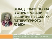 Вклад Ломоносова в развитие русского литературного языка