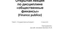 Открытая лекция по дисциплине общественные финансы(finance publice)