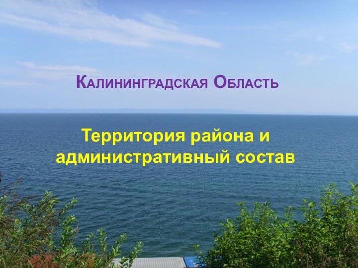 Калининградская ОбластьТерритория района и административный состав