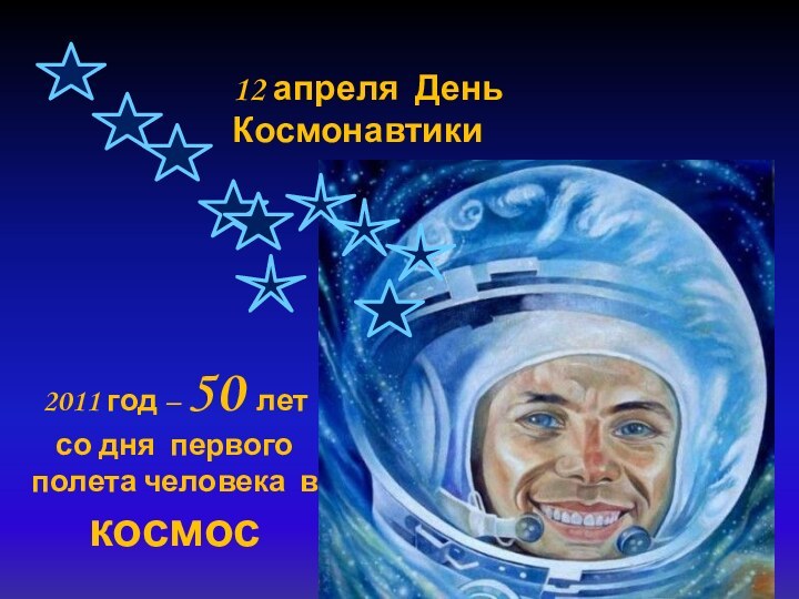 12 апреля День Космонавтики2011 год – 50 лет со дня первого полета человека в космос