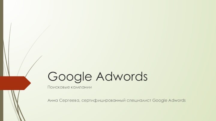 Google AdwordsПоисковые кампанииАнна Сергеева, сертифицированный специалист Google Adwords
