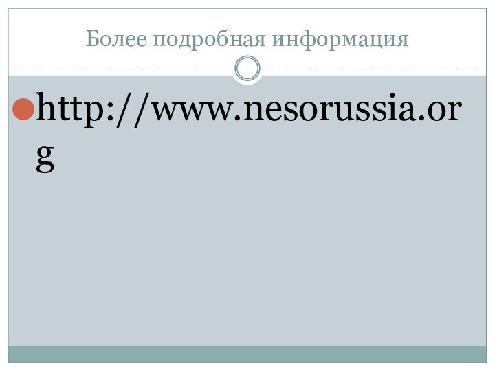 Более подробная информацияhttp://www.nesorussia.org