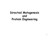 Directed Mutagenesis and Protein Engineering